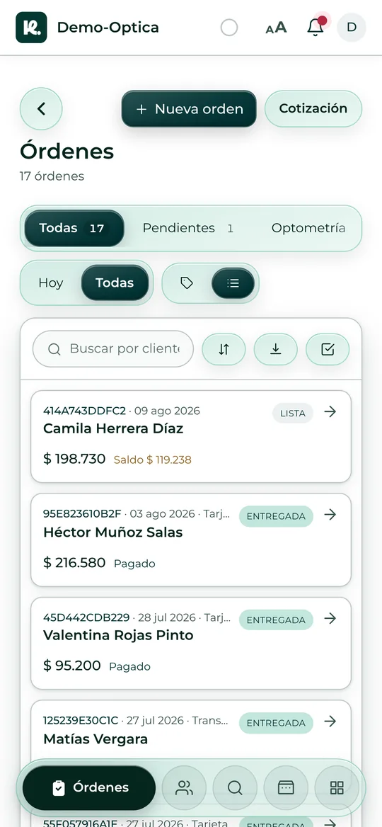 Órdenes con receta